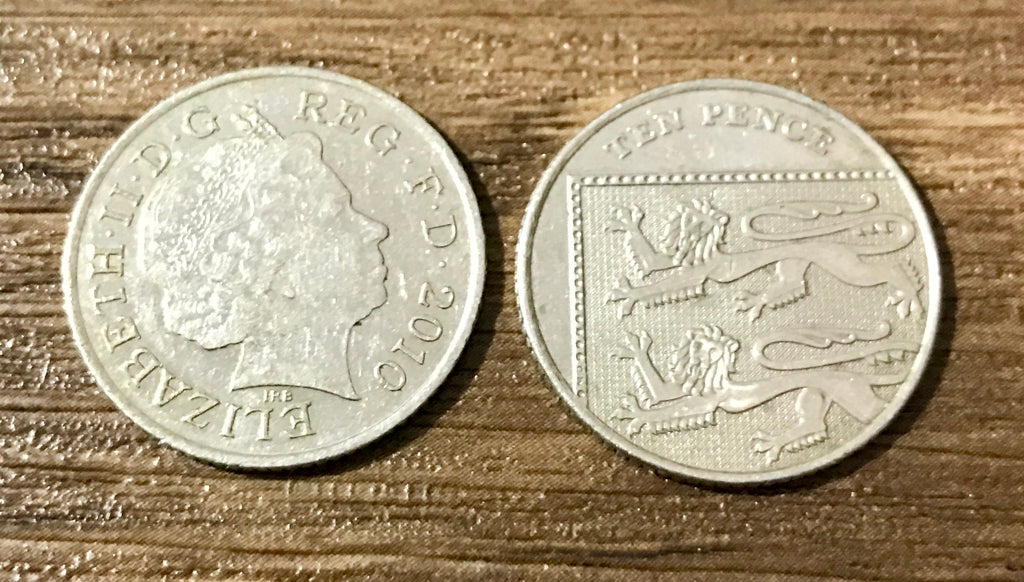 Split Coin Magic - 10p Split Coin Magic Trick -  Coin Thru Bag