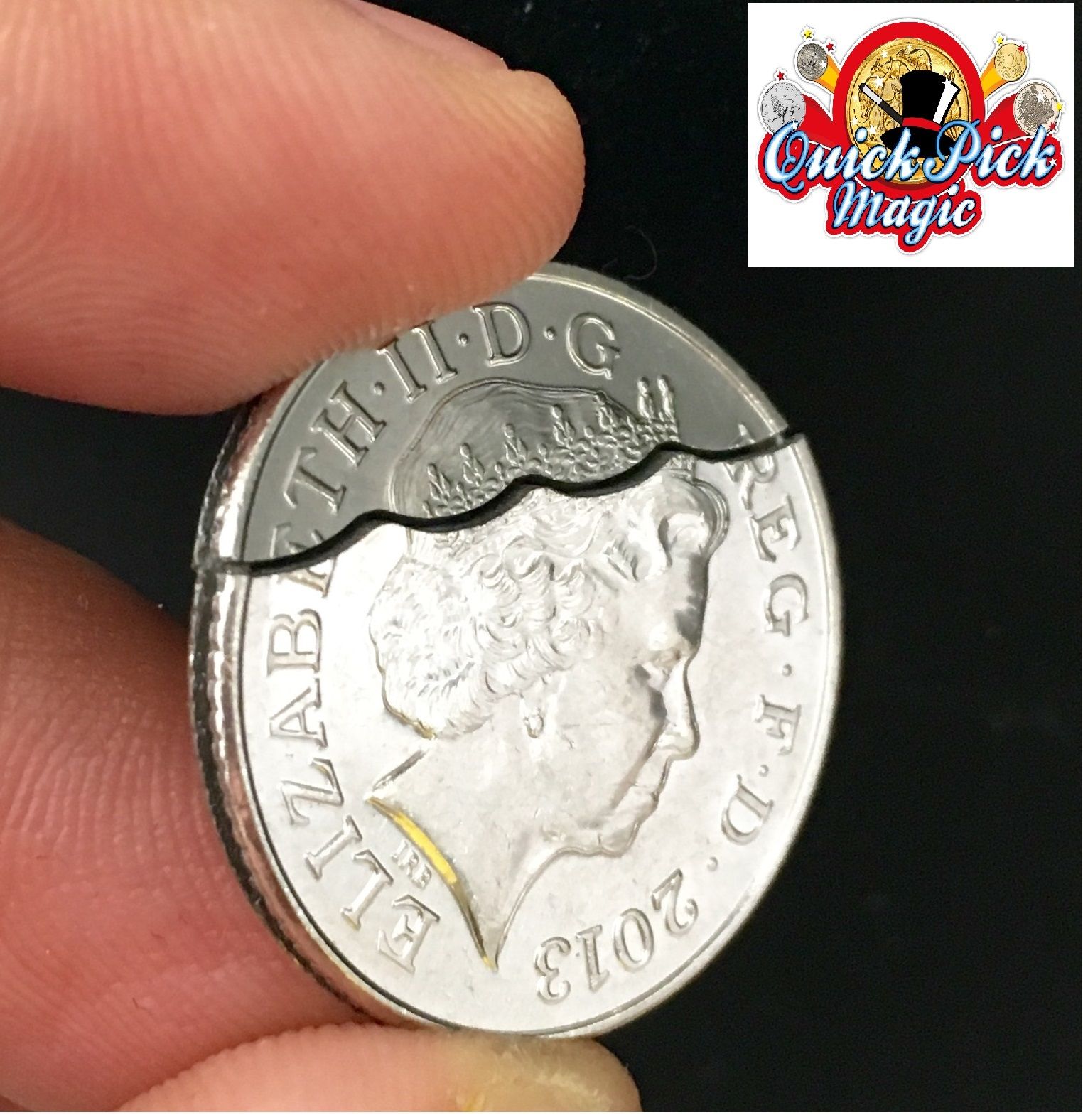 DAVID BLAINE MAGIC BITTEN AND RESTORED 10p COIN PRO QUALITY Bite Out Coin 10 p
