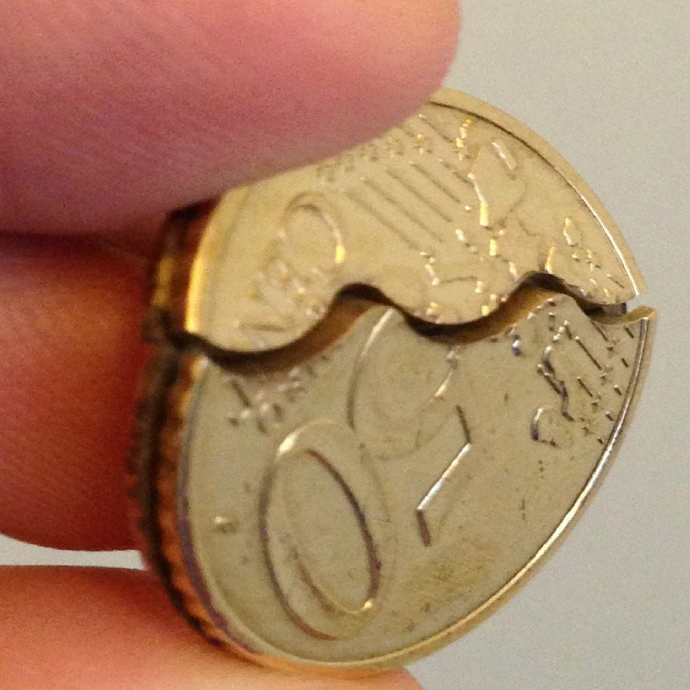 Bitten and Restored 50 cent Euro Coin - Bite Out Coin Trick