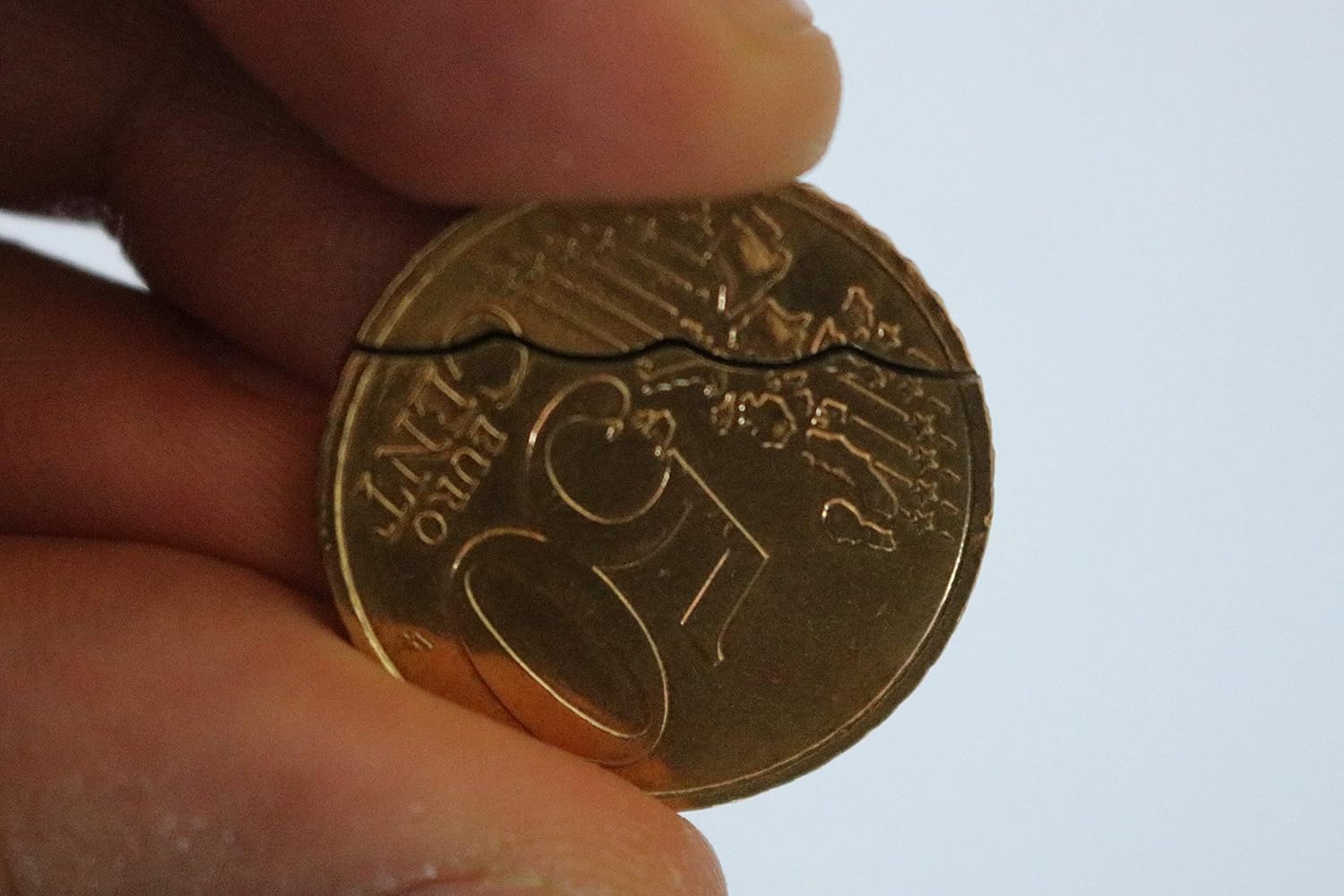 Bitten and Restored 50 cent Euro Coin - Bite Out Coin Trick