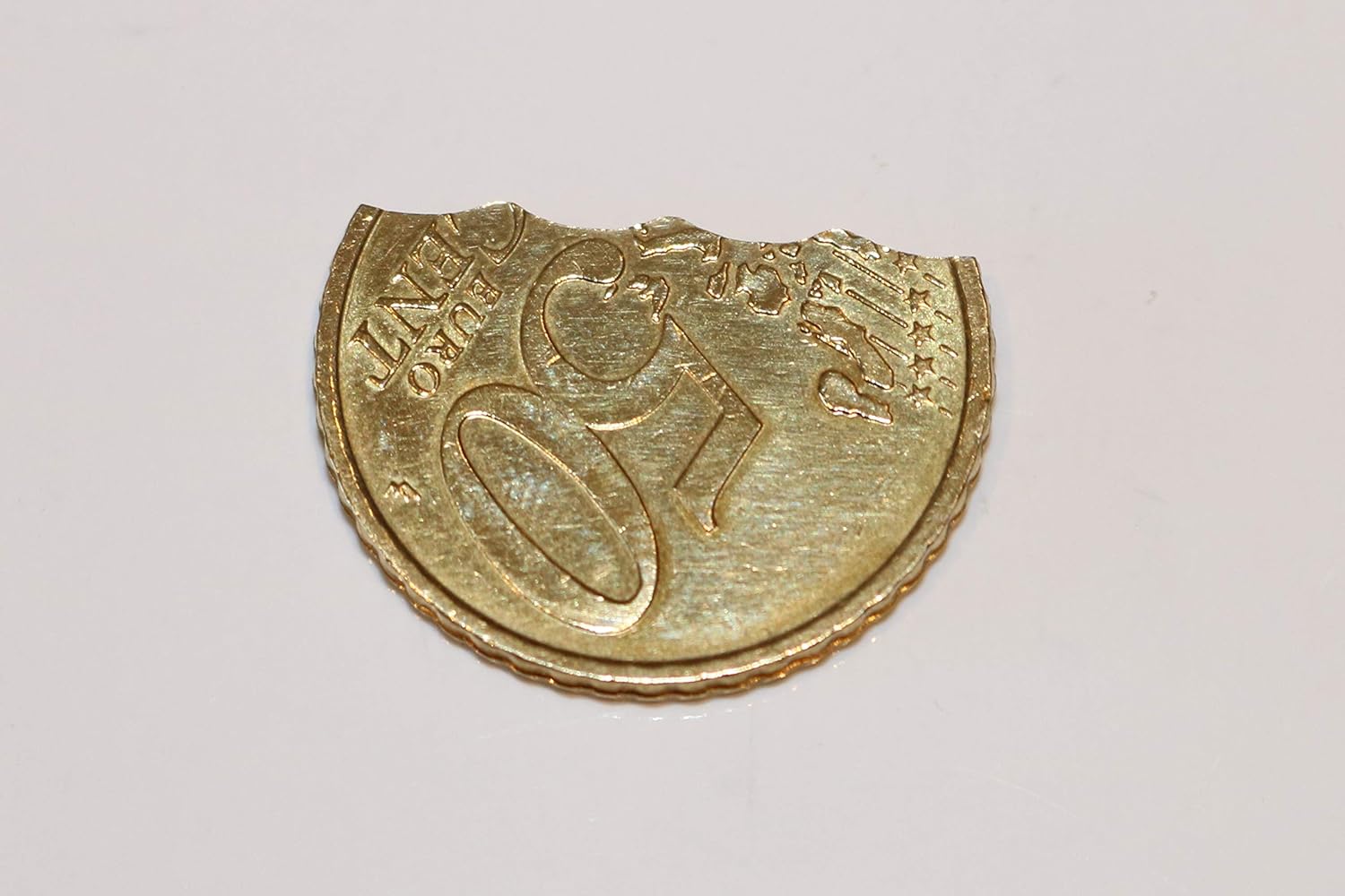 Bitten and Restored 50 cent Euro Coin - Bite Out Coin Trick