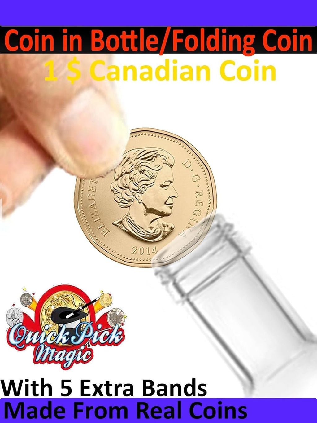 Canadian Loonie Coin Magic Folding Coin - Magic Coin in The Bottle