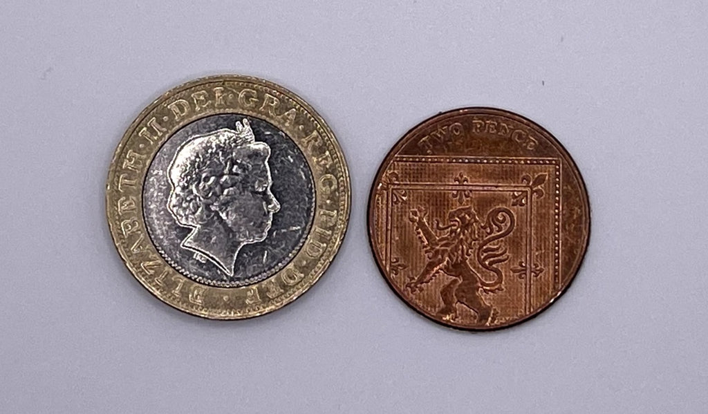 Coin Unique £2 - 2p Magic Trick - Two Pound and Two Penny Coin Vanish Trick - Close up Magic