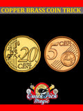 Euro Copper Brass Coin Trick 20c - 5c Gimmic Coin Magic