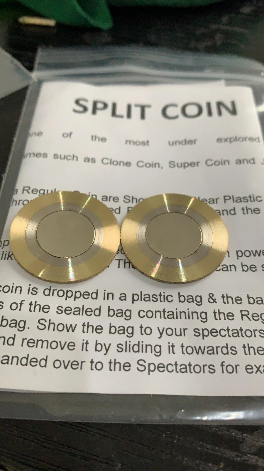 Coin Thru Bag £2 Split Coin Two Pound Split Coin Magic Trick Close Up Magic